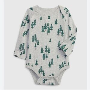 Gap, pine tree green print, Organic Cotton Bodysuit, 6-12 M